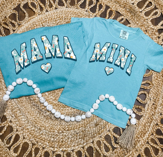Mama & Mini Floral Green Tee