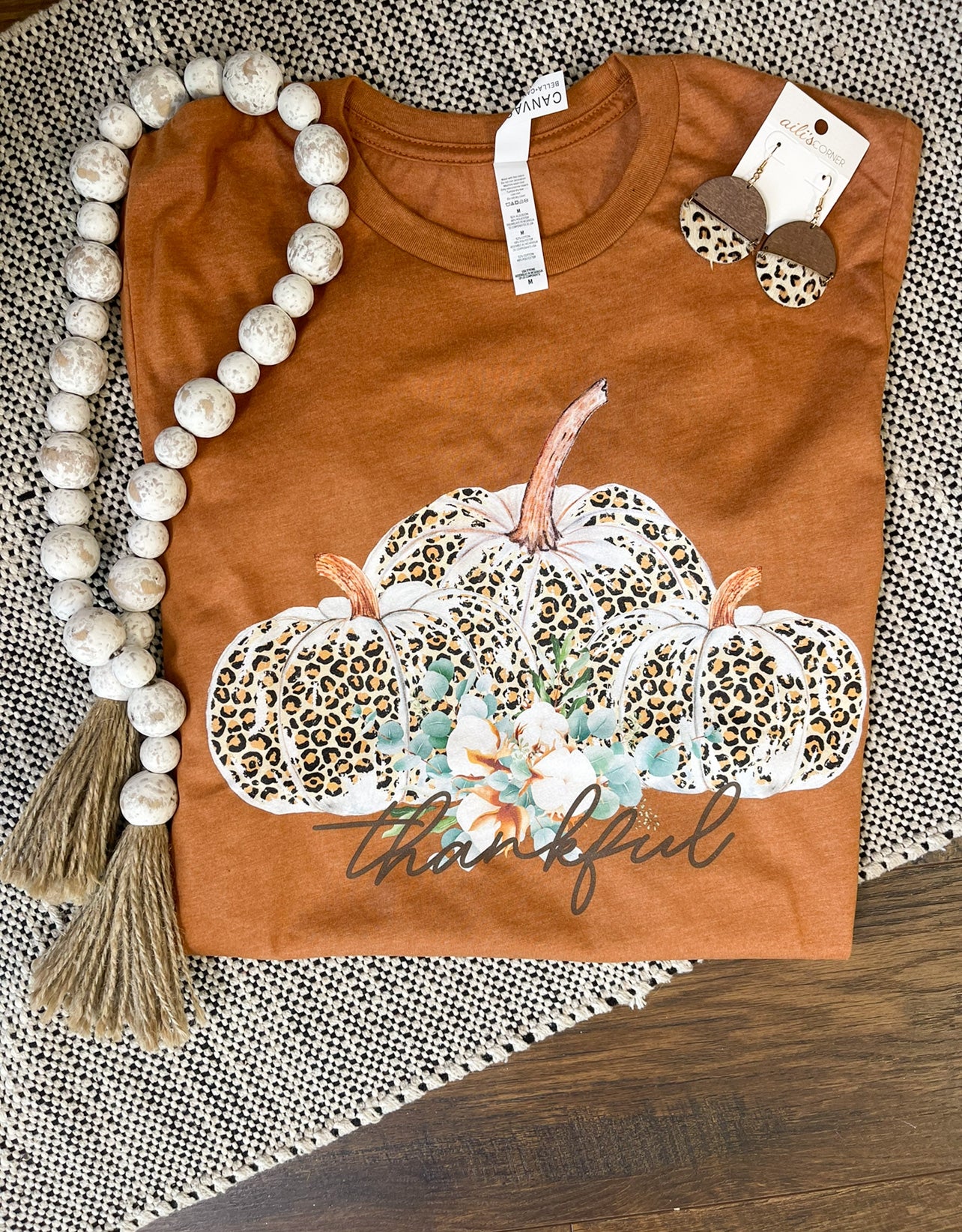 **DEAL PRICE** Triple Leopard Pumpkin Heather Autumn Tee