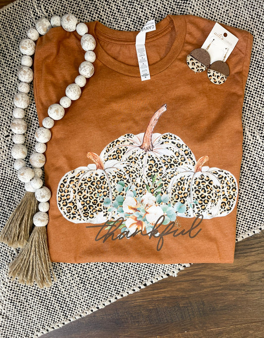 **DEAL PRICE** Triple Leopard Pumpkin Heather Autumn Tee