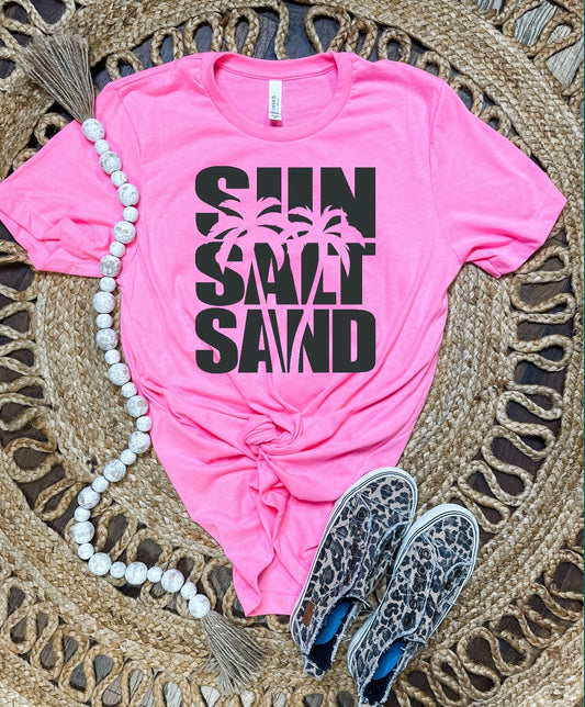 Black Sun Salt Sand Neon Pink Tee
