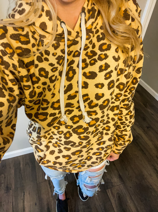 Brown Leopard Fleece Hoodie