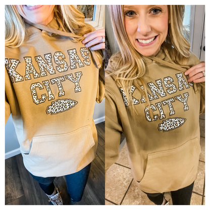 Kansas City Arrowhead Brown Leopard Sand Hoodie