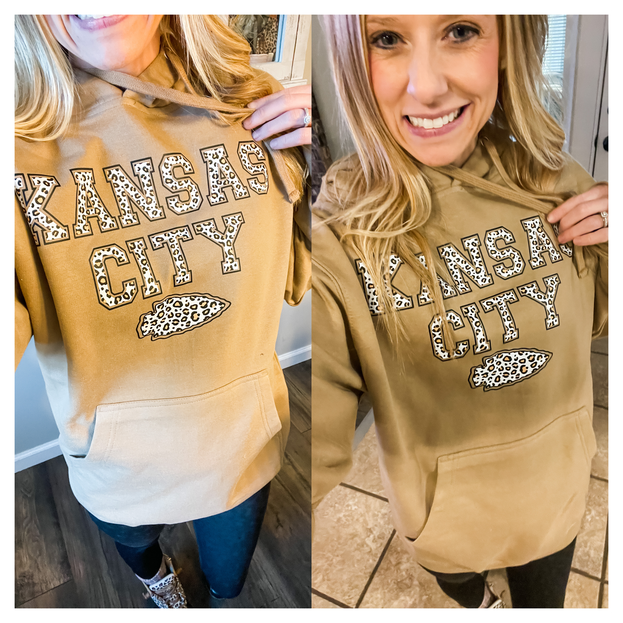 Kansas City Arrowhead Brown Leopard Sand Hoodie Olive Street