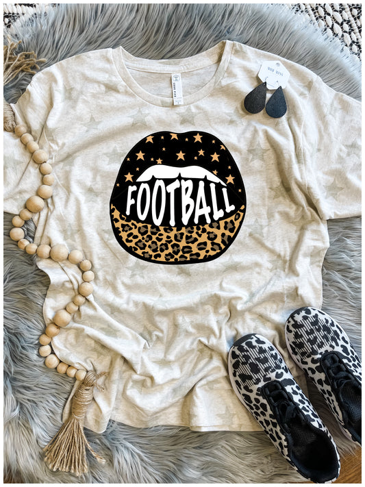 Football Leopard Lips Natural Star Tee