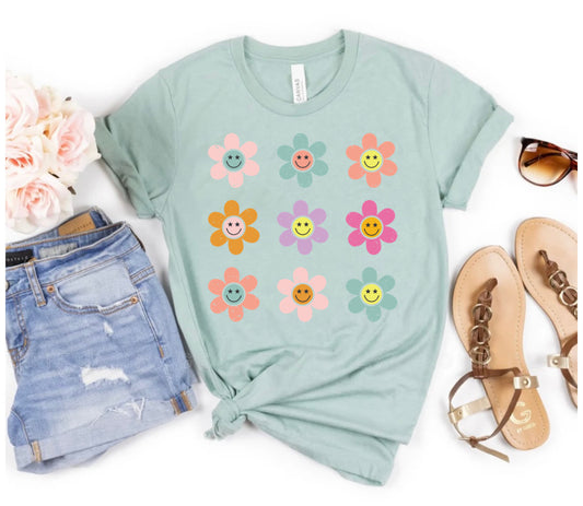 Multiple Daisey Blue Tee